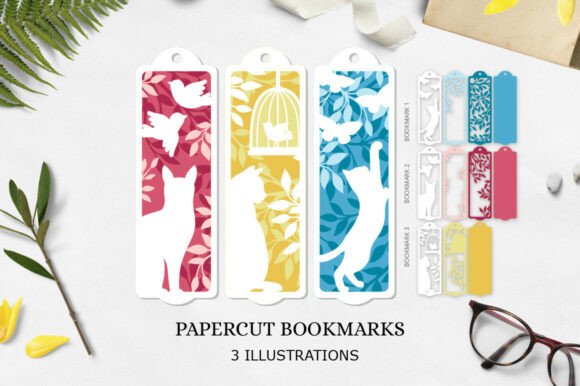 3D SVG Cat Bookmarks for Creative Projects