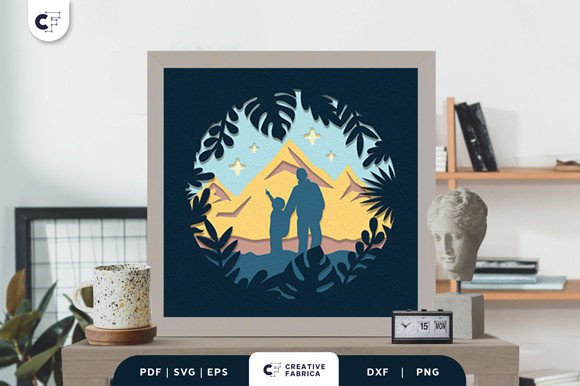3D SVG Dad Hiking with Son for Father’s Day