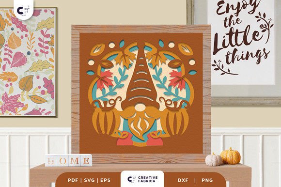 Autumn Gnome Shadow Box SVG
