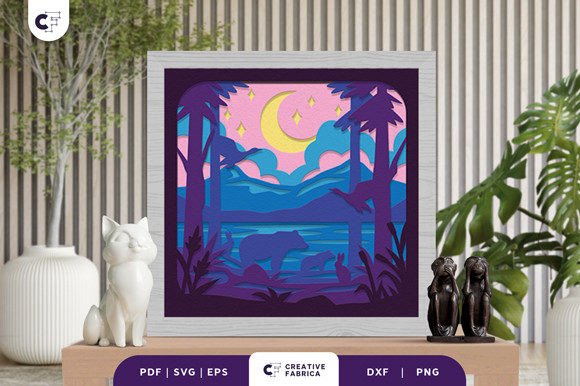 Bear in the Forest Lake 3D SVG