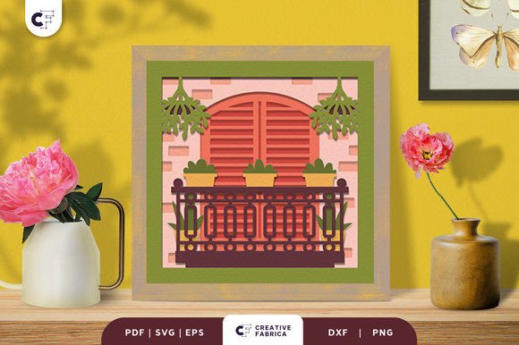 Floral Balcony 3D SVG for Pots And Vases