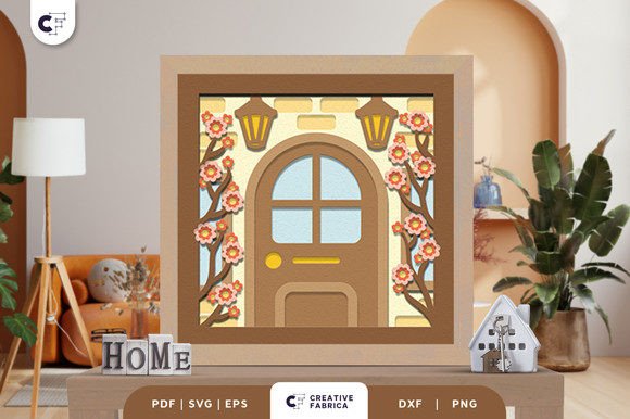 Floral Front Home 3D Light Box SVG
