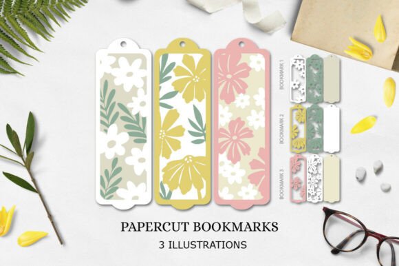 Flower Bookmark Paper Cut Bookmarks 3D SVG