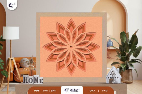 Flower Geometric Shape 3D SVG for Ornaments