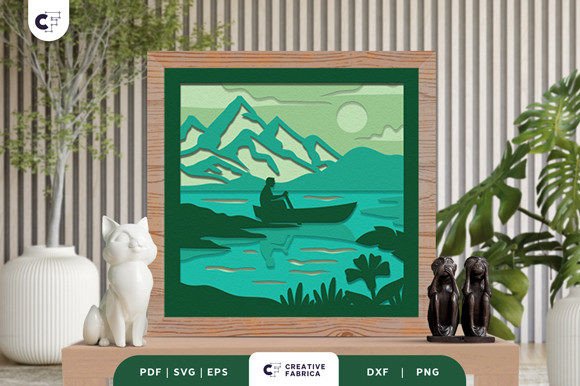 Forest Lake 3D Layered Paper Cut