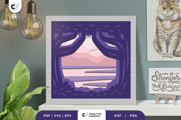 Forest Lake 3D Light Box Papercut