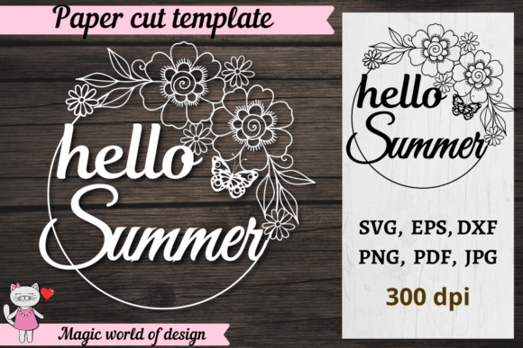 Hello Summer Flower Paper Cut SVG: Graphics for Crafts & Content
