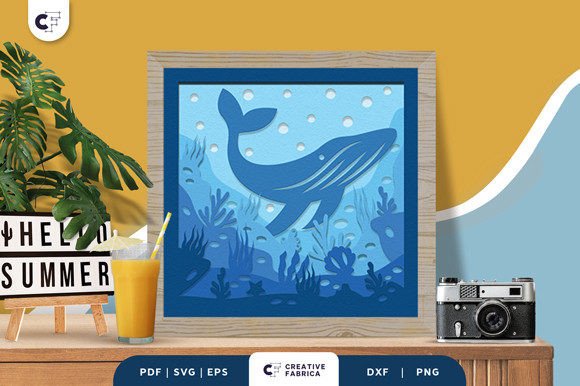 Humpback Whale 3D Light Box SVG