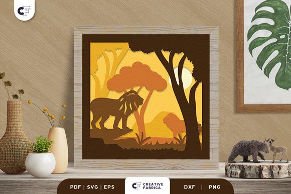 Lion in the Forest 3D SVG