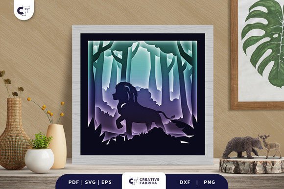 Lion in the Forest 3D SVG for Other Branding