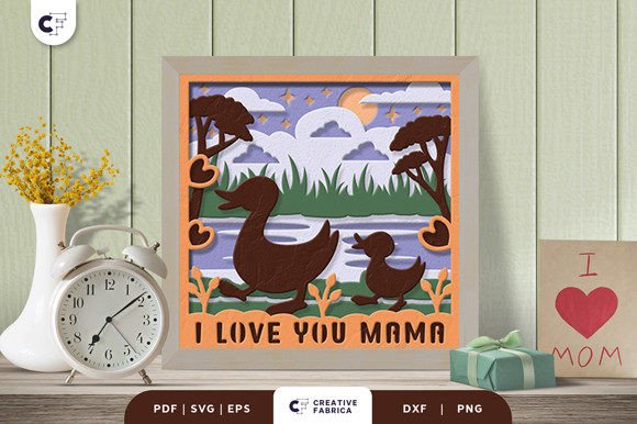 Mama and Baby Duck 3D SVG for Holidays