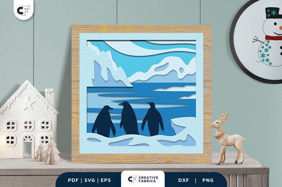 Penguins on Frozen Lake 3D SVG