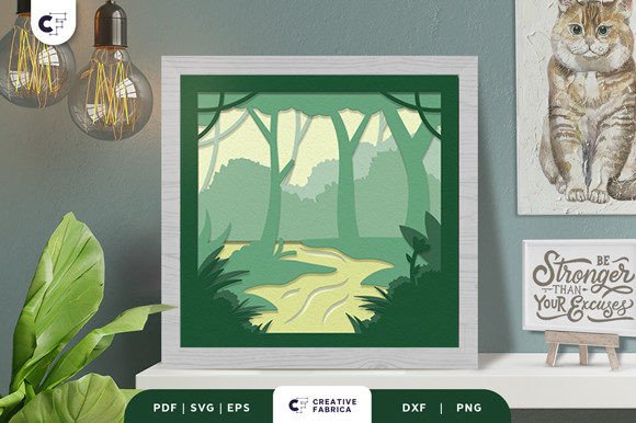 Rain Forest 3D Light Box Paper Cut