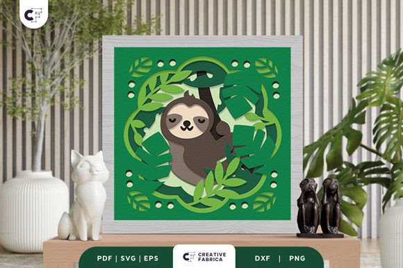 Sloth Sleep in Tropical Forest 3D SVG