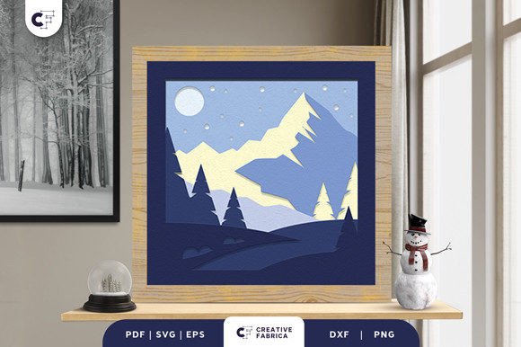 Snowy Mountain 3D Paper Cut SVG