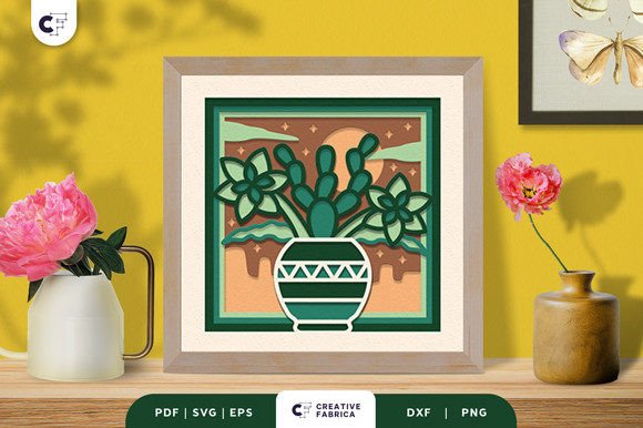 Succulent in a Pot 3D SVG for Cacti And Succulents