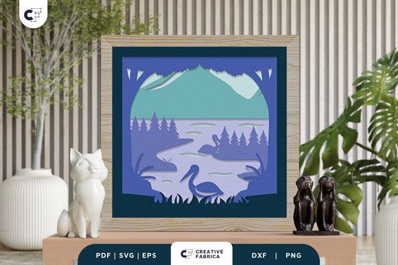 Swan Lake Landscape 3D SVG