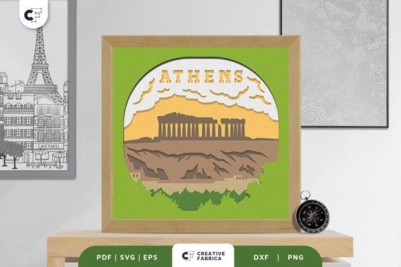 The Parthenon Greek 3D Shadow Box SVG