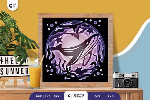 Whale Life 3D SVG Shadow Box Papercut
