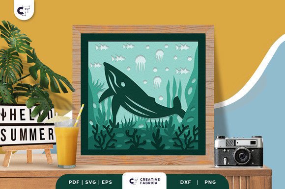 Whale Underwater 3D SVG for Summer Creations