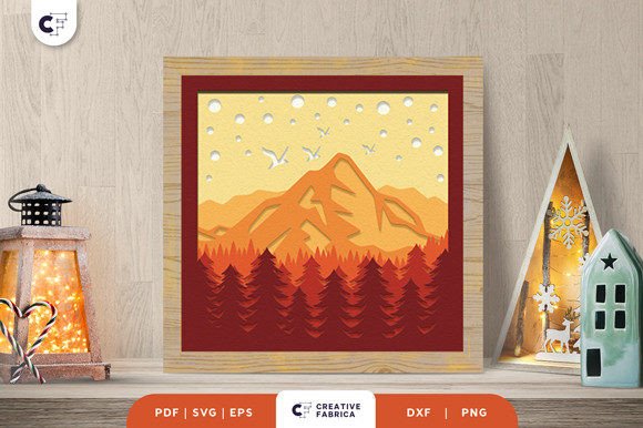 Wild Mountain Forest Shadow Box SVG