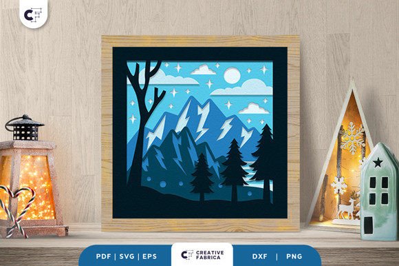 Winter Mountain Forest 3D SVG