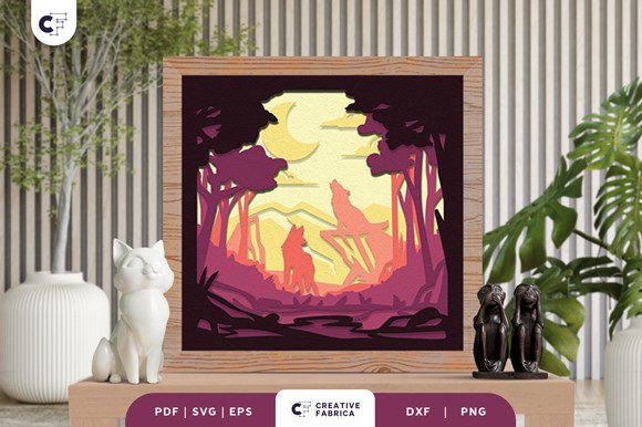 Wolf in the Forest 3D SVG Ornaments